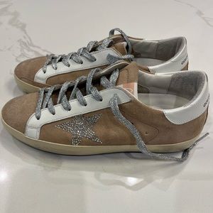 Golden Goose Superstar Crystal Leather Lowtop Sneakers, size 38